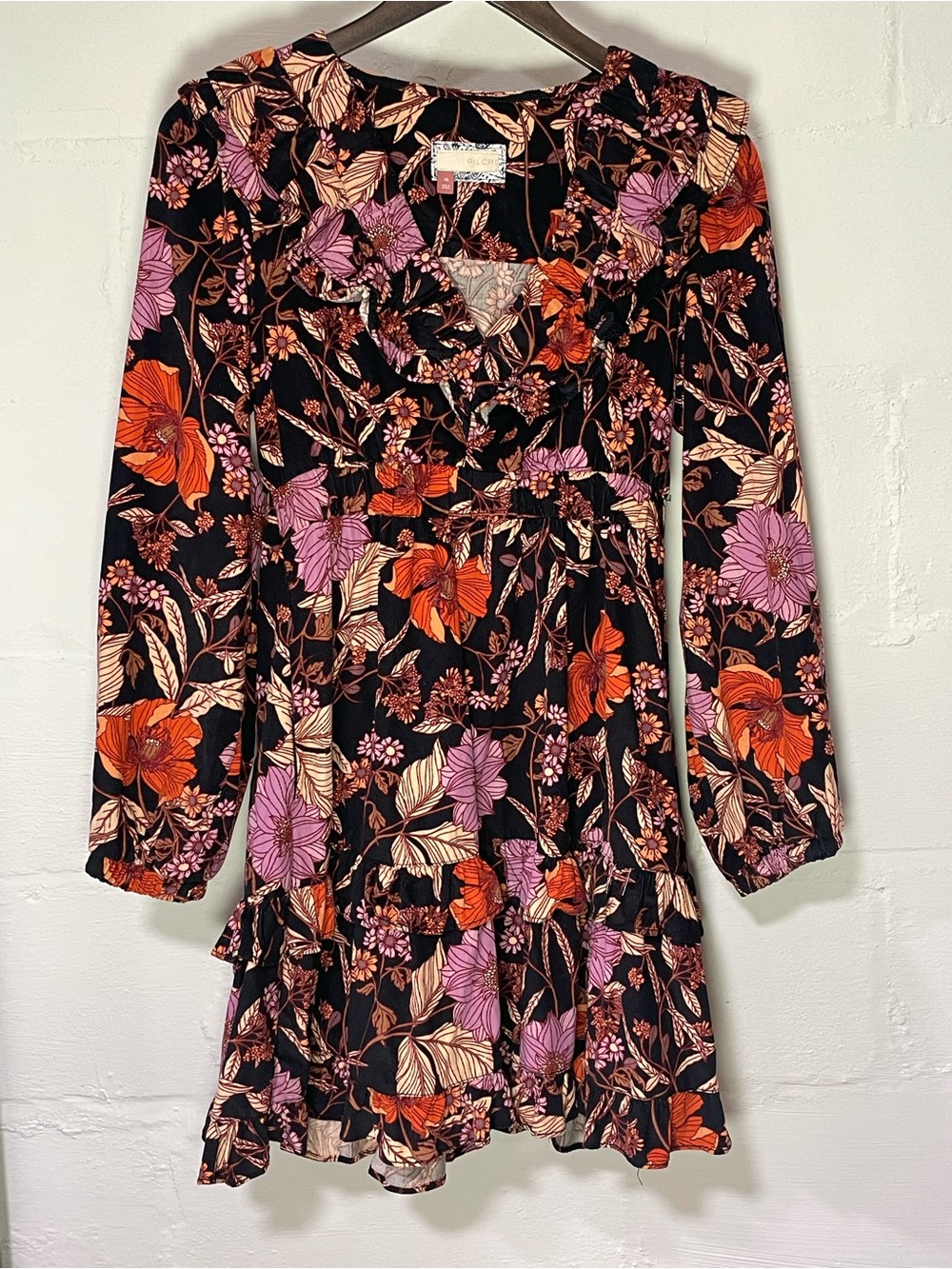 Pilcro Black Dress with Orange & Pink Floral Print